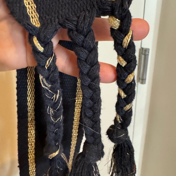 Ace & Jig Navy and Gold Fabric Braided Tassel Belt - Picture 3 of 6